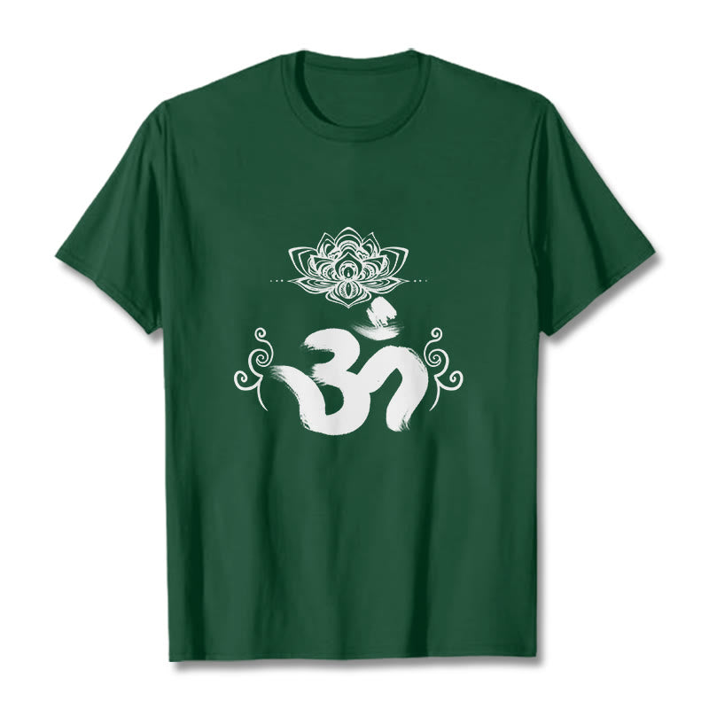 Nimara Ritual Om Symbol Sanskrit Floral Tee T-shirt