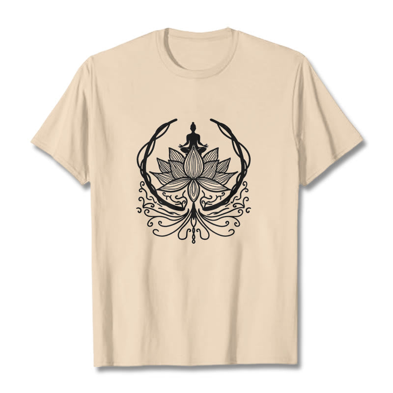 Nimara Ritual Meditation Buddha Seated Inside A Lotus Flower Tee T-shirt