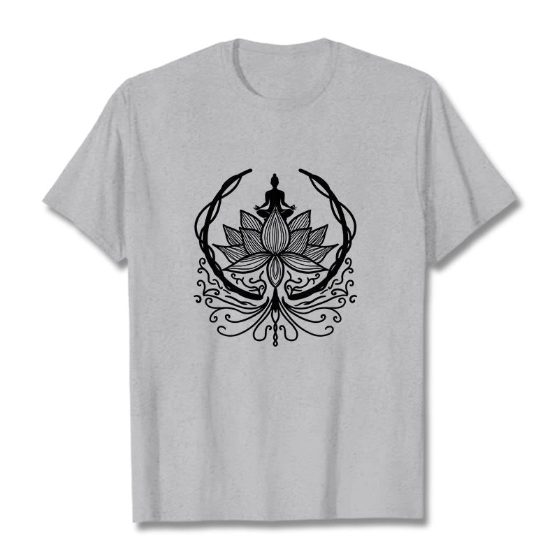 Nimara Ritual Meditation Buddha Seated Inside A Lotus Flower Tee T-shirt
