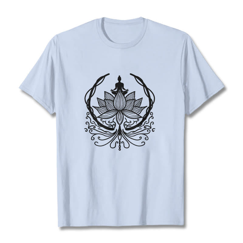Nimara Ritual Meditation Buddha Seated Inside A Lotus Flower Tee T-shirt