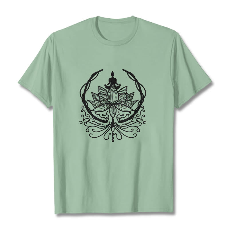 Nimara Ritual Meditation Buddha Seated Inside A Lotus Flower Tee T-shirt