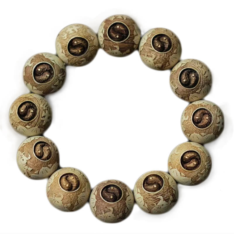 Nimara Ritual Camphor Wood Yin Yang Ox Engraved Clarity Bracelet