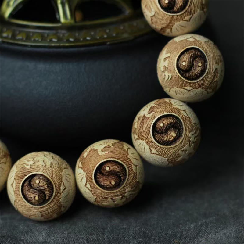 Nimara Ritual Camphor Wood Yin Yang Ox Engraved Clarity Bracelet