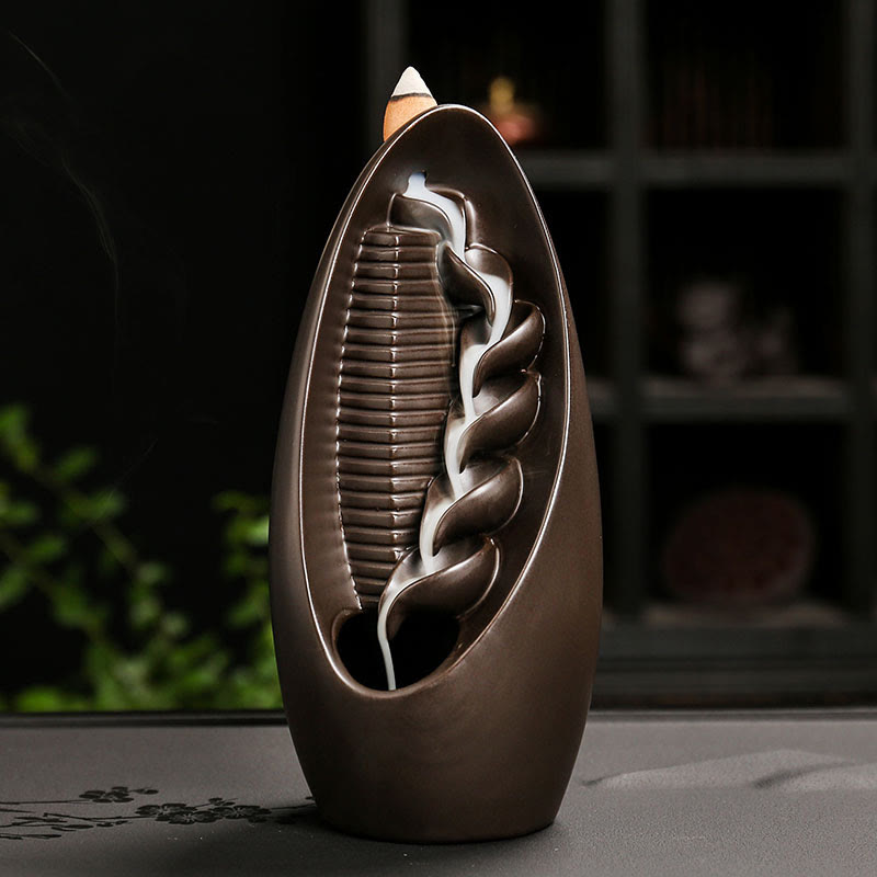 Nimara Ritual Stairs Mountains Water Buddha Hand Ceramic Backflow Smoke Fountain Meditation Incense Burner Decoration
