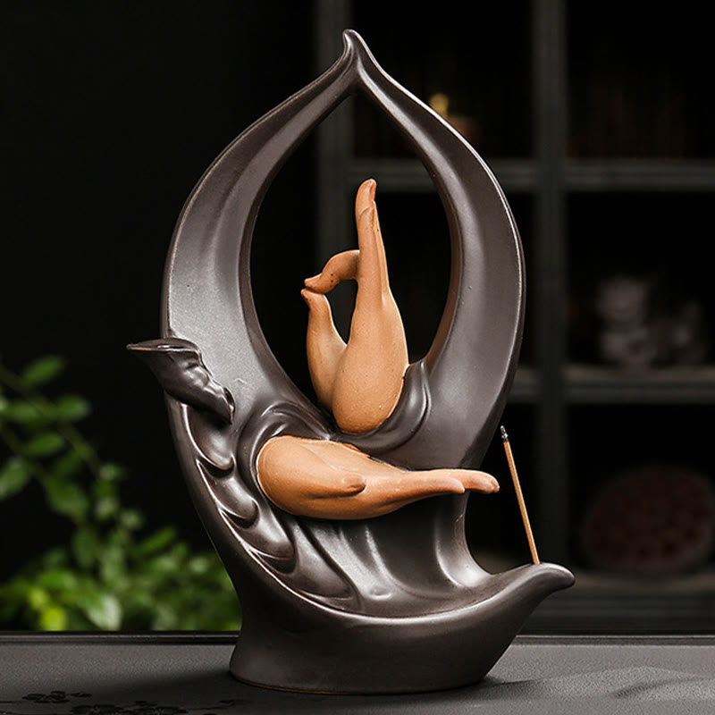 Nimara Ritual Stairs Mountains Water Buddha Hand Ceramic Backflow Smoke Fountain Meditation Incense Burner Decoration