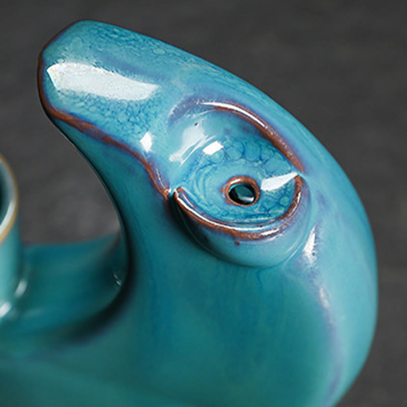 Nimara Ritual Blue Crescent Moon Ceramic Backflow Smoke Fountain Meditation Candlestick Incense Burner Decoration