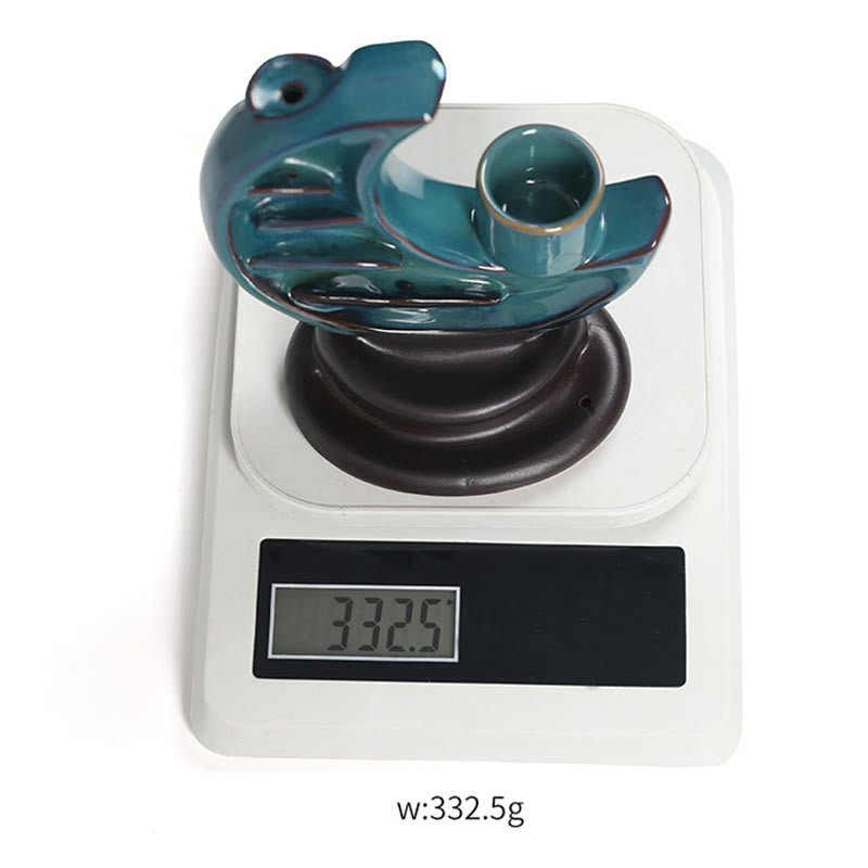 Nimara Ritual Blue Crescent Moon Ceramic Backflow Smoke Fountain Meditation Candlestick Incense Burner Decoration