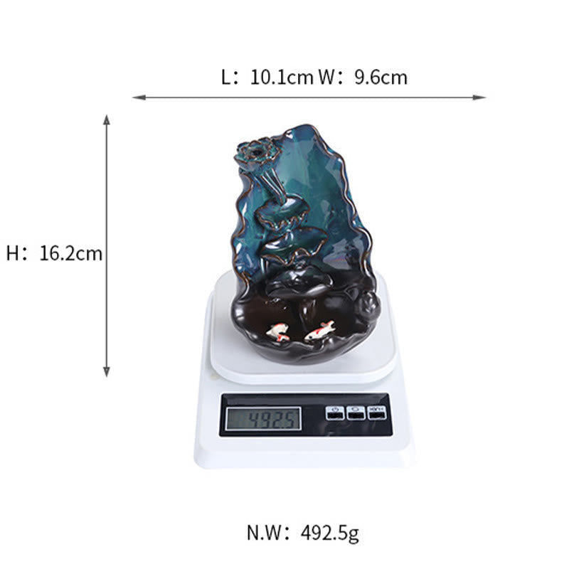 Nimara Ritual Blue Lotus Leaf Ceramic Backflow Smoke Fountain Spiritual Incense Burner Decoration