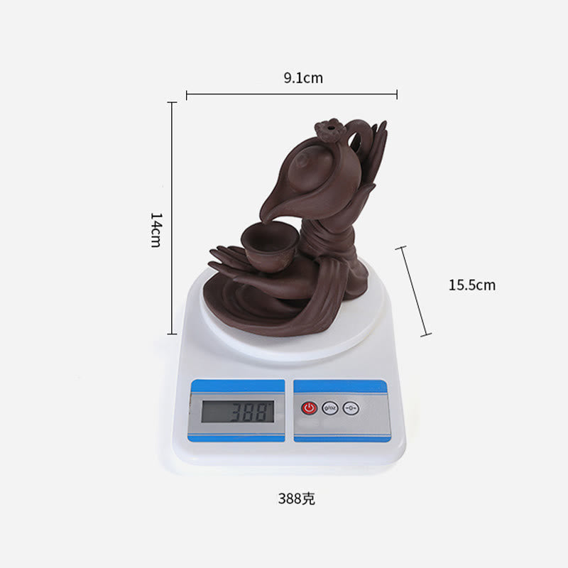 Nimara Ritual Buddha Hand Holding Teapot Cup Ceramic Backflow Smoke Fountain Healing Incense Burner Decoration