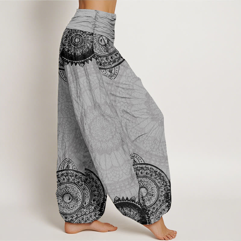 Nimara Ritual Cotton Circular Mandala Design Women's Elastic Waist Harem Pants
