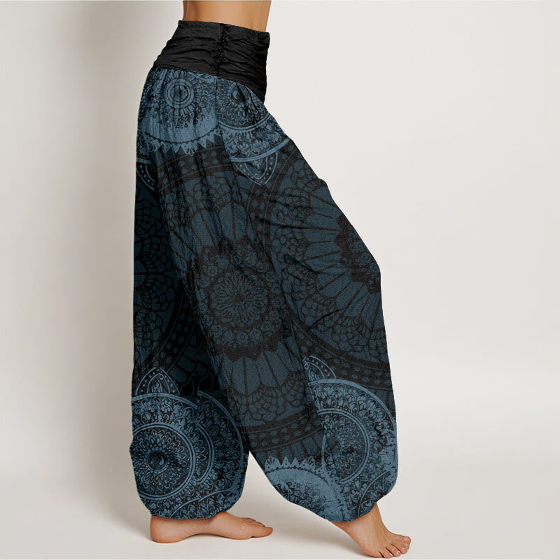 Nimara Ritual Cotton Circular Mandala Design Women's Elastic Waist Harem Pants