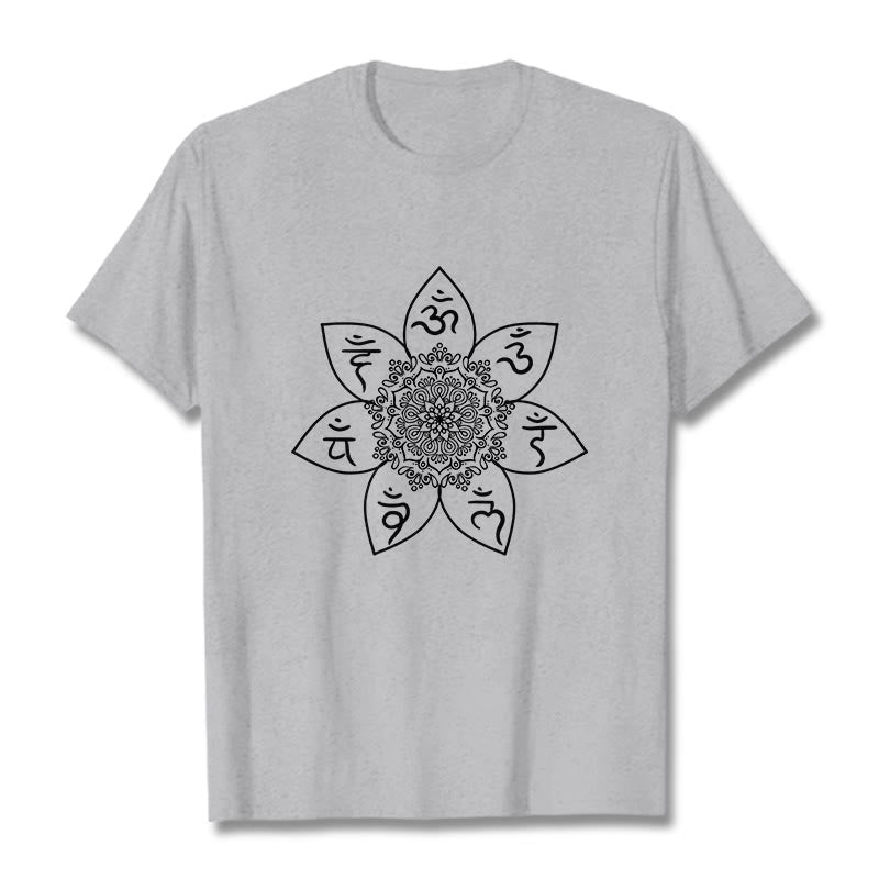 Nimara Ritual Mandala Om Mani Padme Hum Pattern Tee T-shirt