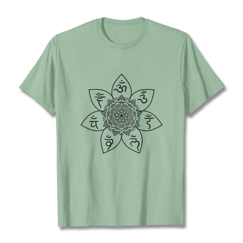 Nimara Ritual Mandala Om Mani Padme Hum Pattern Tee T-shirt