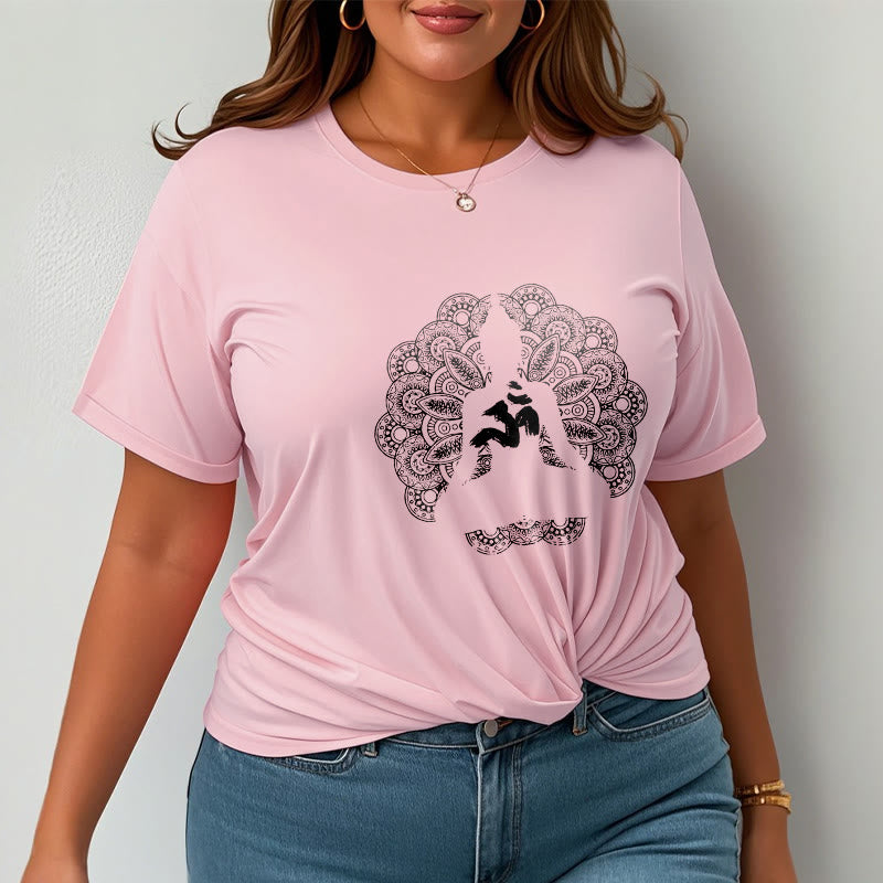 Nimara Ritual Pure Color Mandala Om Symbol Pattern Tee T-shirt