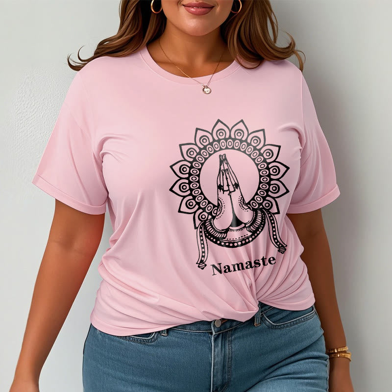 Nimara Ritual Namaste Gesture Mandala Pattern Tee T-shirt