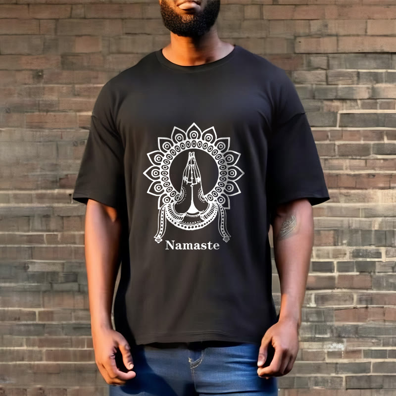 Nimara Ritual Namaste Gesture Mandala Pattern Tee T-shirt