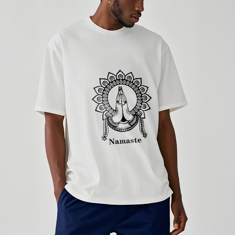 Nimara Ritual Namaste Gesture Mandala Pattern Tee T-shirt
