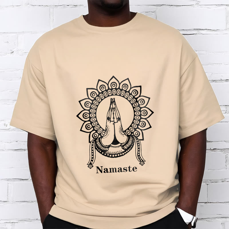 Nimara Ritual Namaste Gesture Mandala Pattern Tee T-shirt