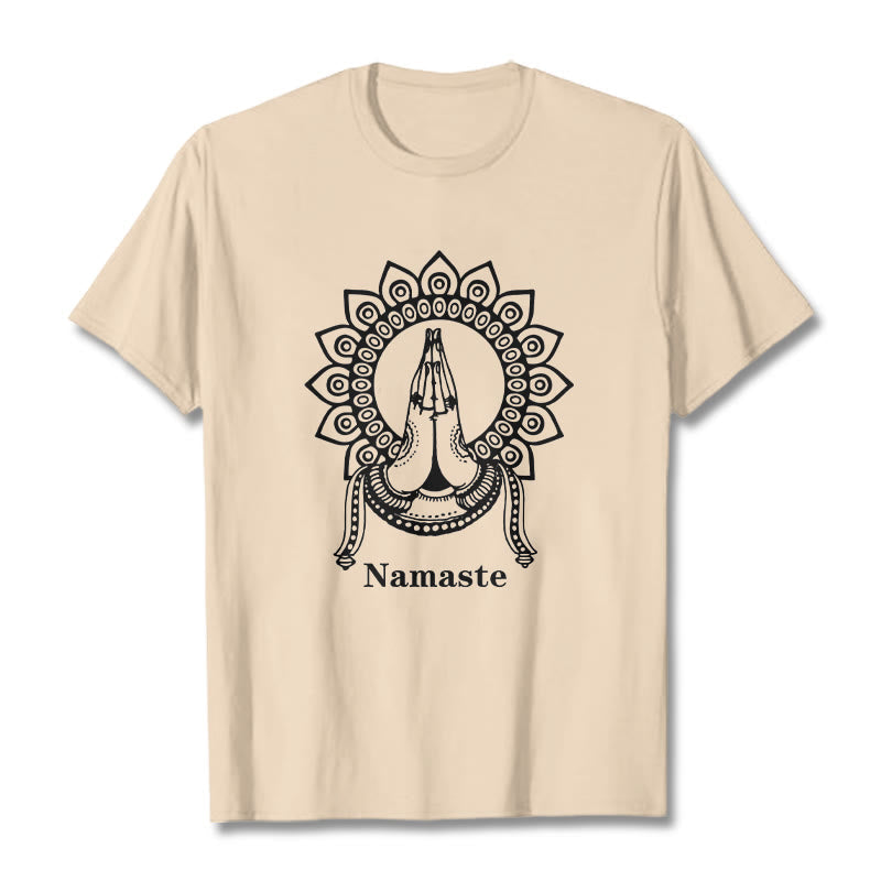 Nimara Ritual Namaste Gesture Mandala Pattern Tee T-shirt