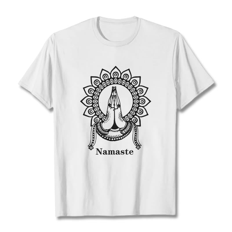 Nimara Ritual Namaste Gesture Mandala Pattern Tee T-shirt