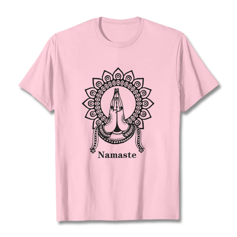 Nimara Ritual Namaste Gesture Mandala Pattern Tee T-shirt
