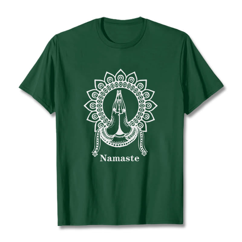 Nimara Ritual Namaste Gesture Mandala Pattern Tee T-shirt
