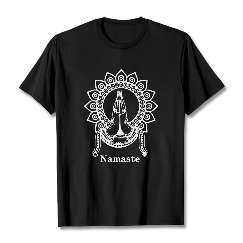 Nimara Ritual Namaste Gesture Mandala Pattern Tee T-shirt