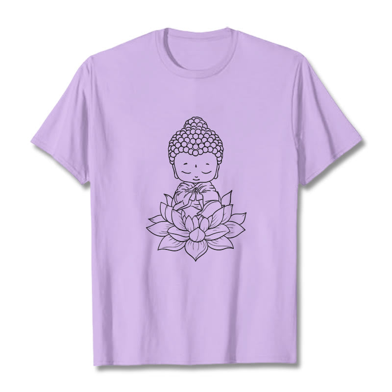 Nimara Ritual Peaceful Buddha Lotus Flower Pattern Tee T-shirt