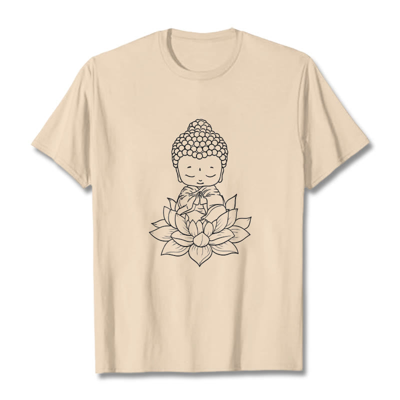 Nimara Ritual Peaceful Buddha Lotus Flower Pattern Tee T-shirt