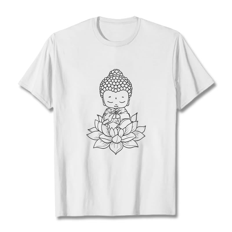 Nimara Ritual Peaceful Buddha Lotus Flower Pattern Tee T-shirt
