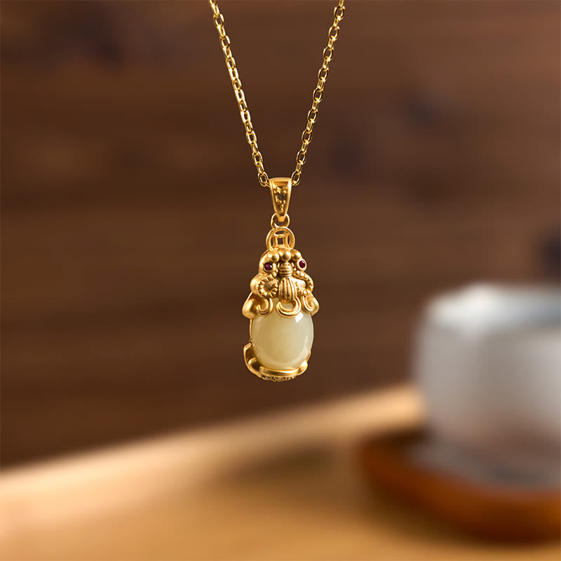 Nimara Ritual White Jade PiXiu Wealth Luck Chain Necklace Pendant