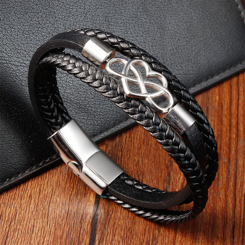 Nimara Ritual Geometric Leather Titanium Steel Strengthen Buckle Bracelet