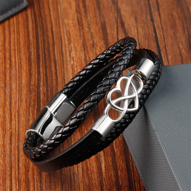 Nimara Ritual Geometric Leather Titanium Steel Strengthen Buckle Bracelet