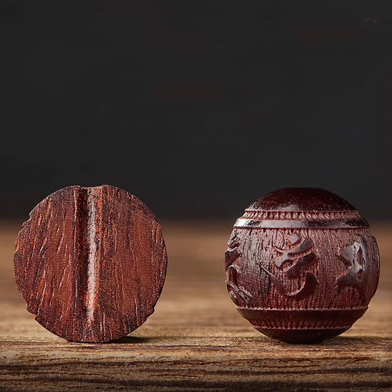 Nimara Ritual Small Leaf Red Sandalwood Five Directions Gods of Wealth Calm Bracelet