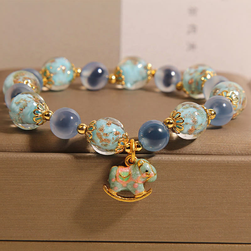 Nimara Ritual Natural Candy Agate White Crystal Year Of The Horse Strength Bracelet