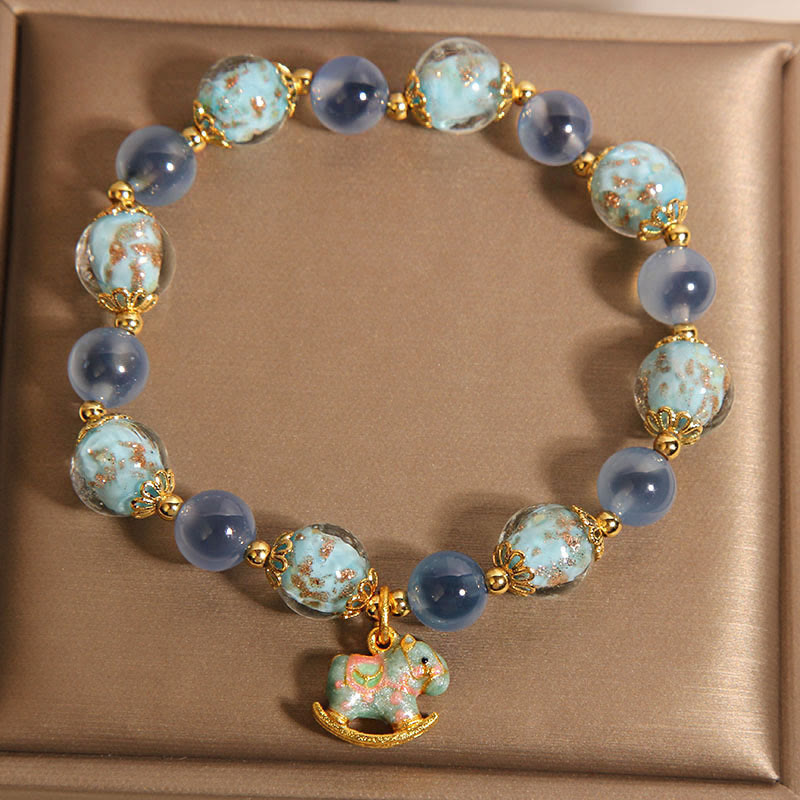 Nimara Ritual Natural Candy Agate White Crystal Year Of The Horse Strength Bracelet