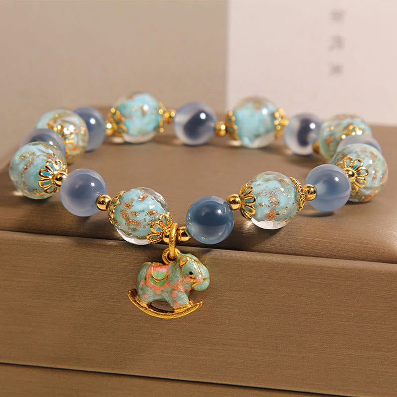 Nimara Ritual Natural Candy Agate White Crystal Year Of The Horse Strength Bracelet