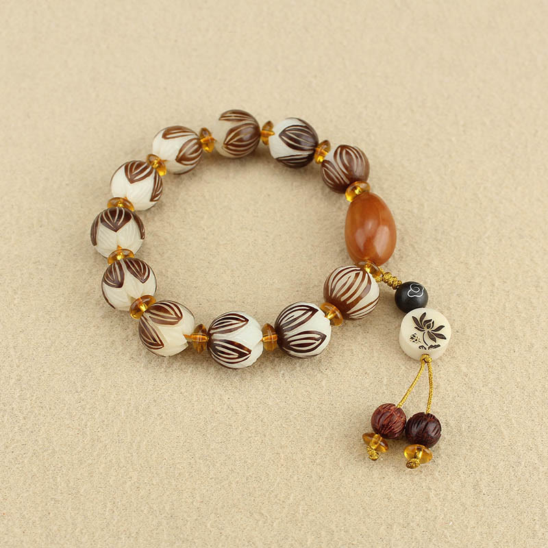 Nimara Ritual Tibetan Mala White Bodhi Seed Peace Bracelet