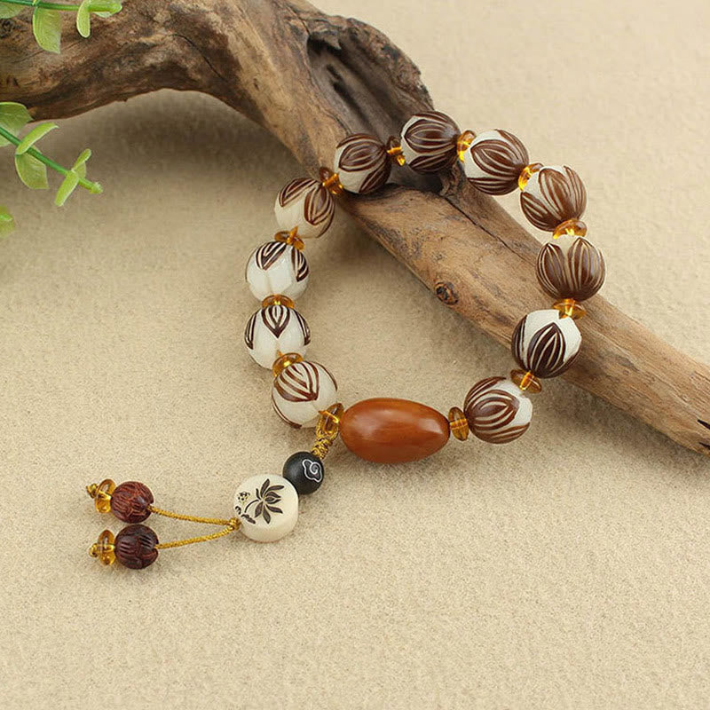 Nimara Ritual Tibetan Mala White Bodhi Seed Peace Bracelet