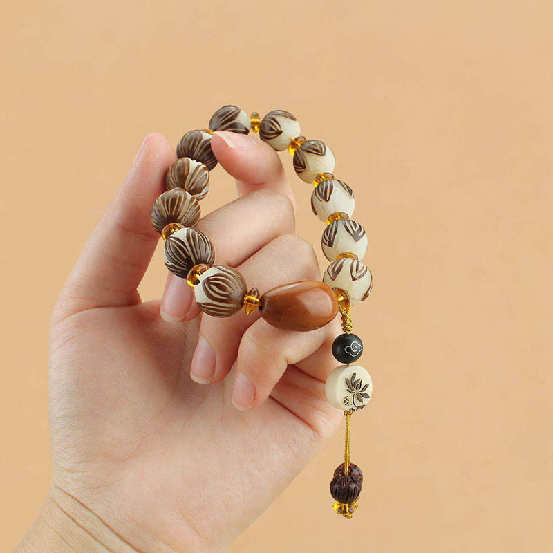Nimara Ritual Tibetan Mala White Bodhi Seed Peace Bracelet