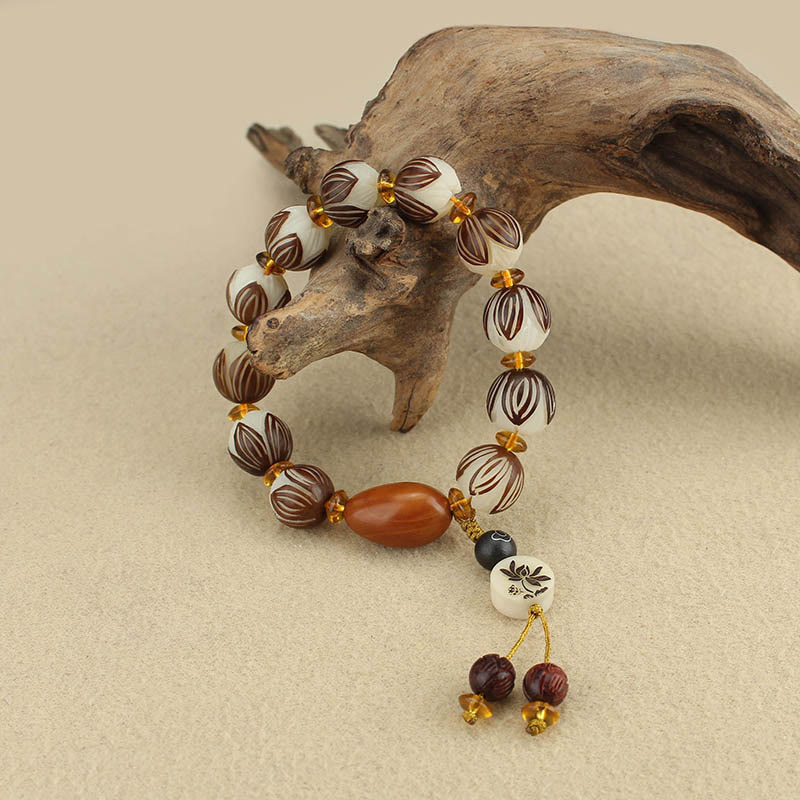 Nimara Ritual Tibetan Mala White Bodhi Seed Peace Bracelet