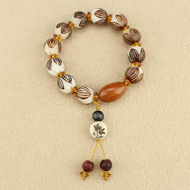 Nimara Ritual Tibetan Mala White Bodhi Seed Peace Bracelet