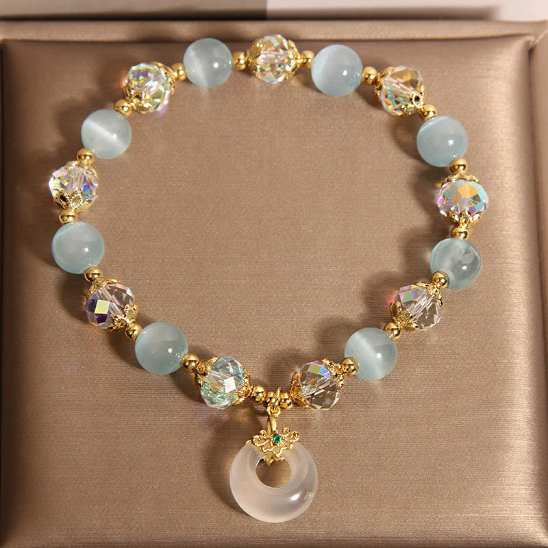 Nimara Ritual Blue Cat's Eye White Crystal Peace Buckle Meaning Balance Bracelet