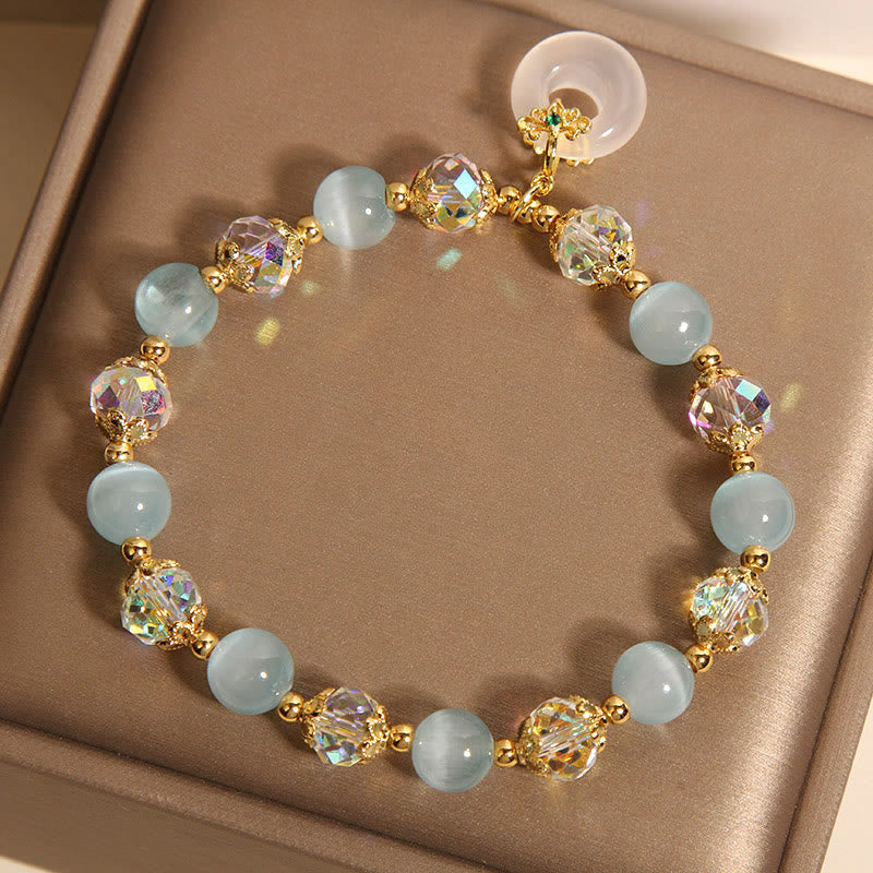 Nimara Ritual Blue Cat's Eye White Crystal Peace Buckle Meaning Balance Bracelet