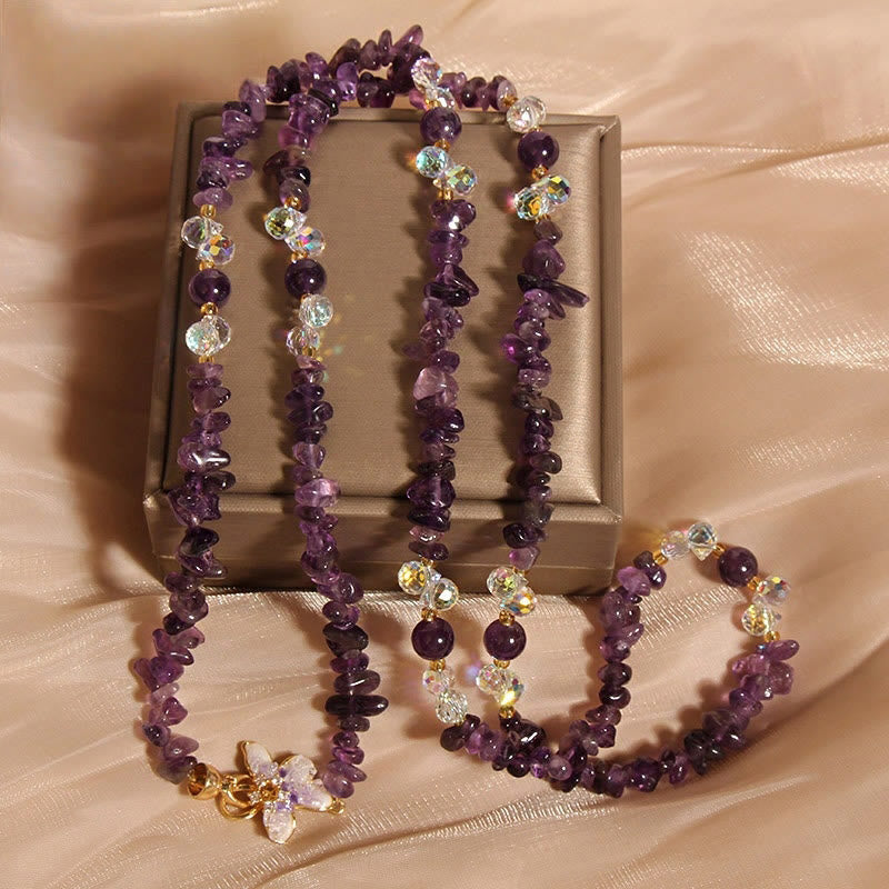 Nimara Ritual Butterfly Flower Amethyst Strawberry Quartz Balance Necklace Pendant