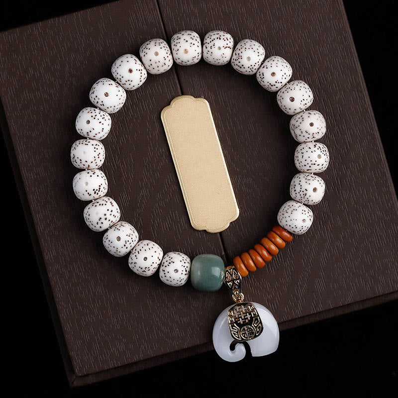 Nimara Ritual Hand PolishedStar Moon Bodhi Seed Elephant Pattern Inner Peace Bracelet