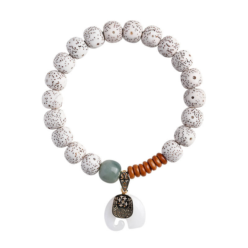 Nimara Ritual Hand PolishedStar Moon Bodhi Seed Elephant Pattern Inner Peace Bracelet