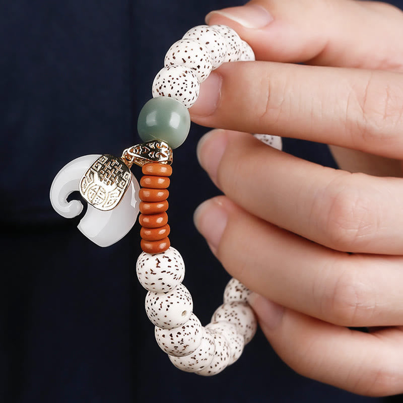 Nimara Ritual Hand PolishedStar Moon Bodhi Seed Elephant Pattern Inner Peace Bracelet
