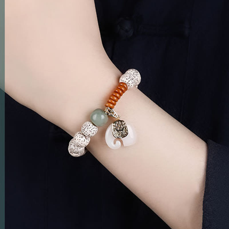 Nimara Ritual Hand PolishedStar Moon Bodhi Seed Elephant Pattern Inner Peace Bracelet