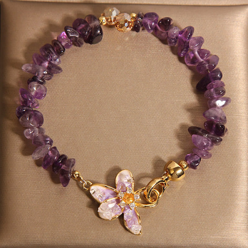 Nimara Ritual Natural Irregular Gravel Amethyst Blue Crystal Wisteria Balance Bracelet